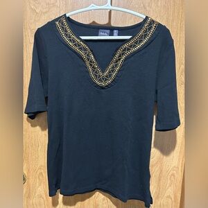 Rafaella Algodon Beaded Cotton Shirt Size M